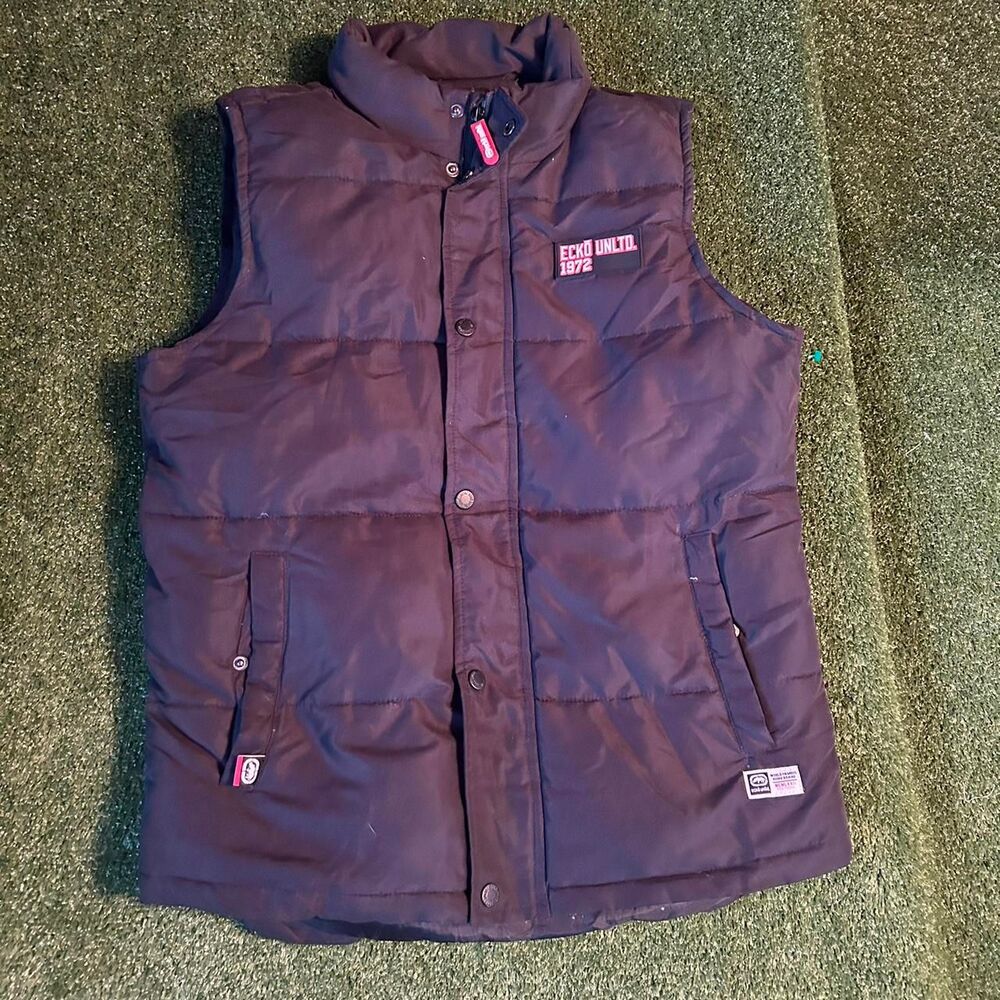 Ecko-unltd Men's Navy and Purple Gilet